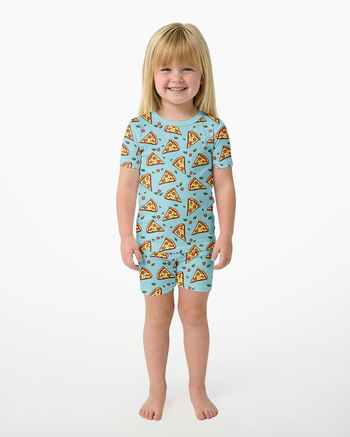 Pizza Doodle Bamboo Two-Piece Short Sleeve Shorts Pajama Set