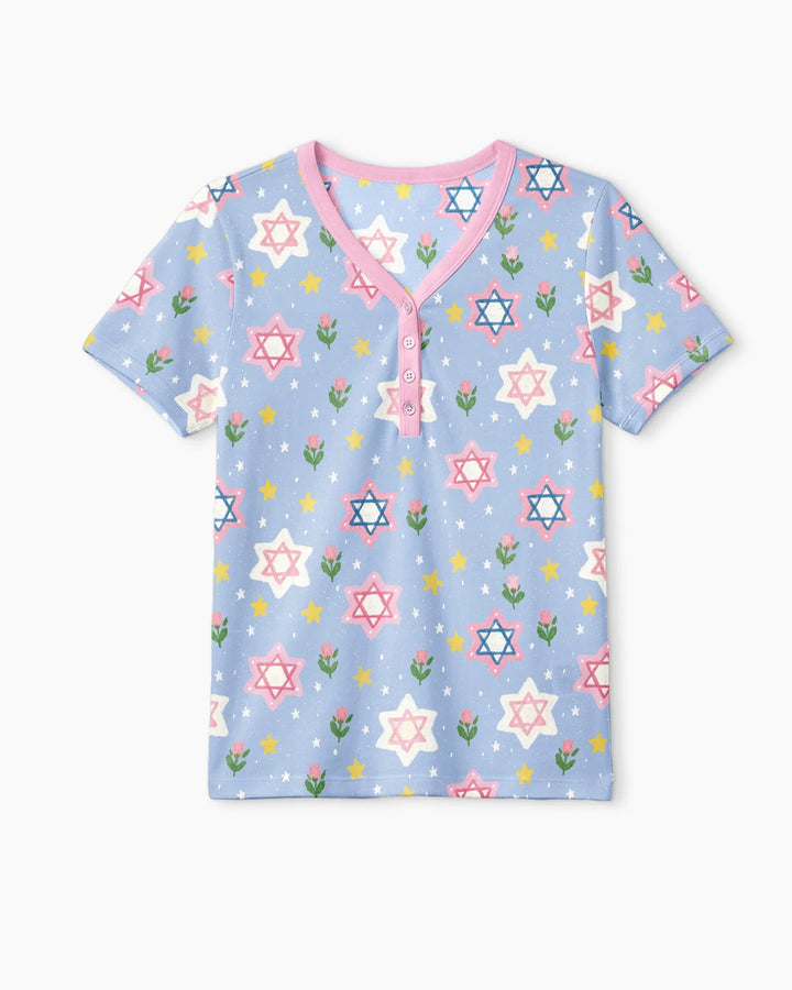 Starry Bloom Blessings Family Matching Bamboo Women Short Sleeve Short Pajama Set