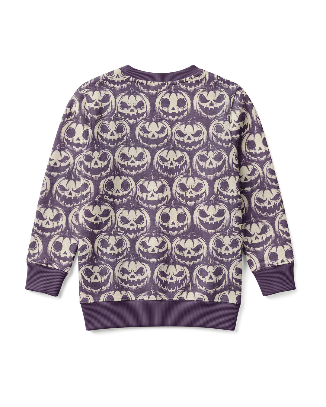 Retro Halloween Jack-O-Lantern Spooky Faces Bamboo Crewneck Sweatshirt