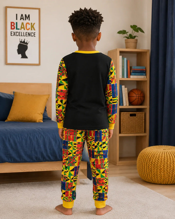 Custom Name I Am Black Child Boy Bamboo Two Piece Long Sleeve Pajama Set
