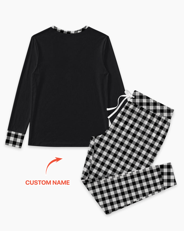 Custom Name Santa's Favorite Buffalo Plaid Bamboo Women Pajama Set