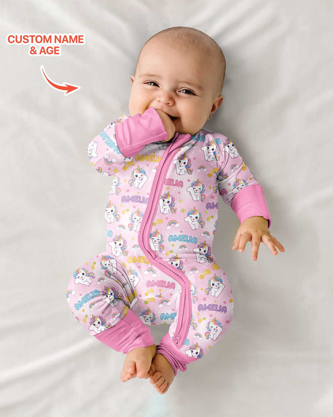 Custom Name Kawaii Unicorn Birthday Bamboo Convertible Zippy