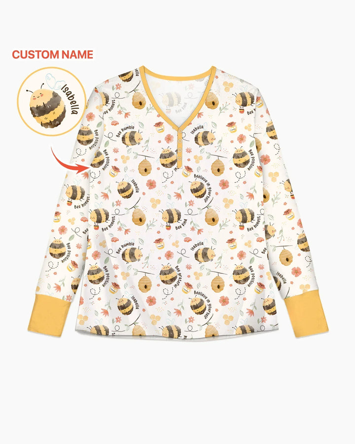 Bee Kind Custom Name Bamboo Women Pajama Set
