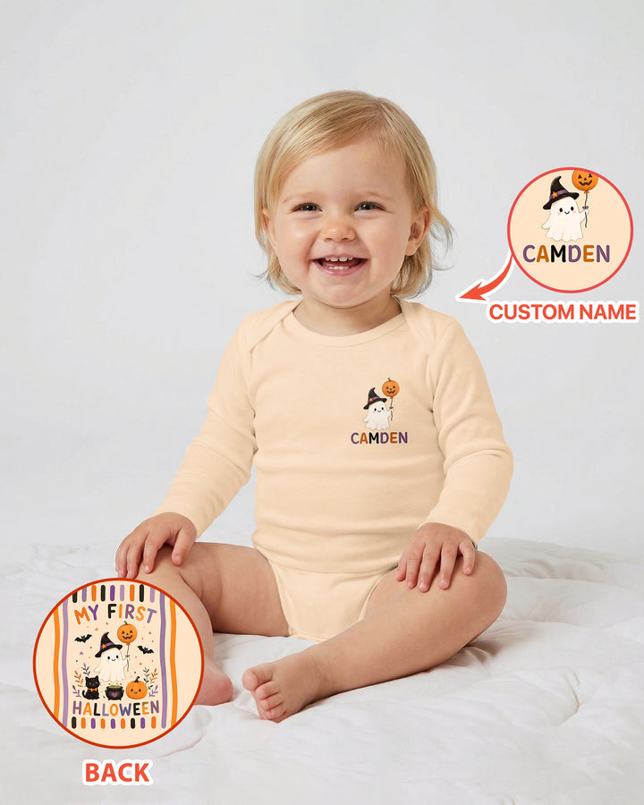 Personalized Name 1st Halloween Ghost Bamboo Bodysuit