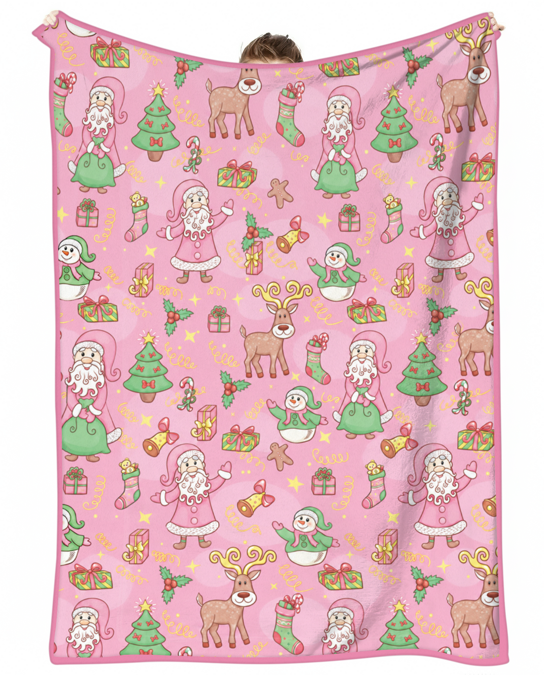 Santa Reindeer Snowflakes Bamboo Blanket