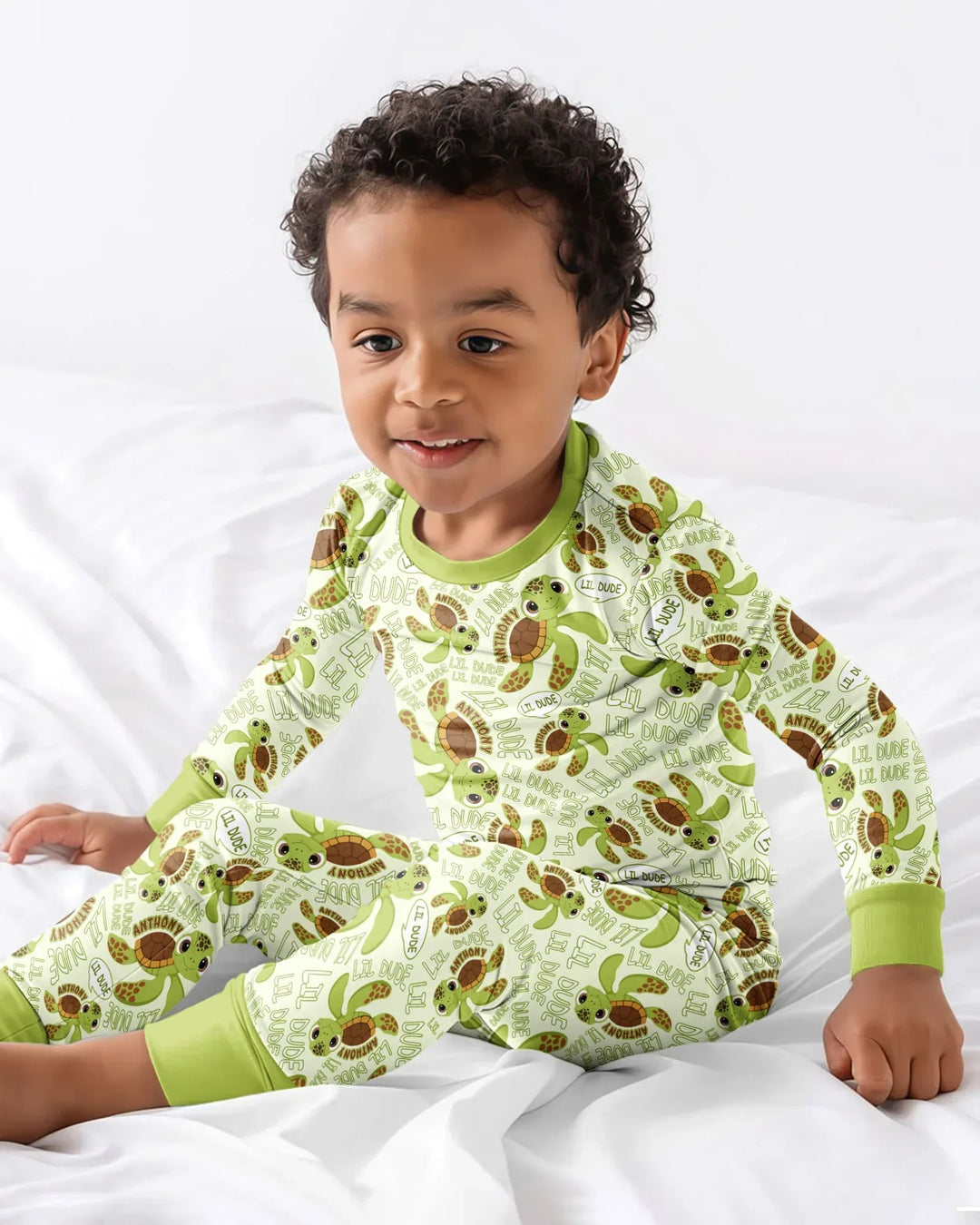 Conjunto de pijama de dos piezas de bambú con mangas largas, plantilla PERSONALIZADA