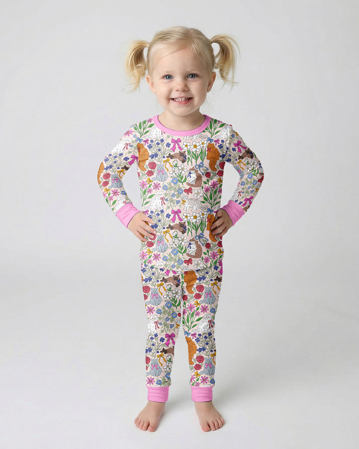 The Garden Cattery Mommy & Me Matching Bamboo Two Piece Long Sleeve Pajama Set