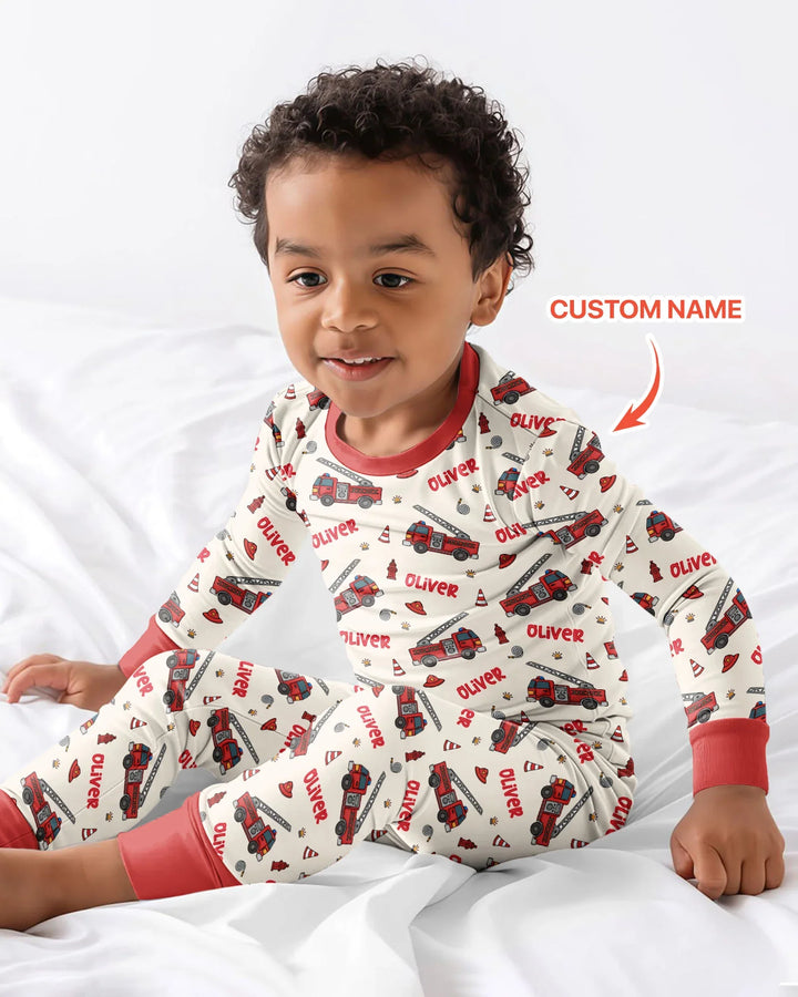 Conjunto de pijama de dos piezas de bambú con mangas largas, plantilla PERSONALIZADA