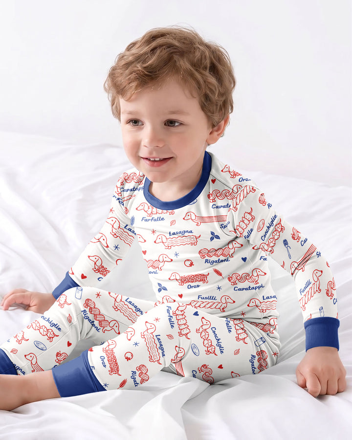 Pasta Pups Bamboo Two Piece Long Sleeve Pajama Set