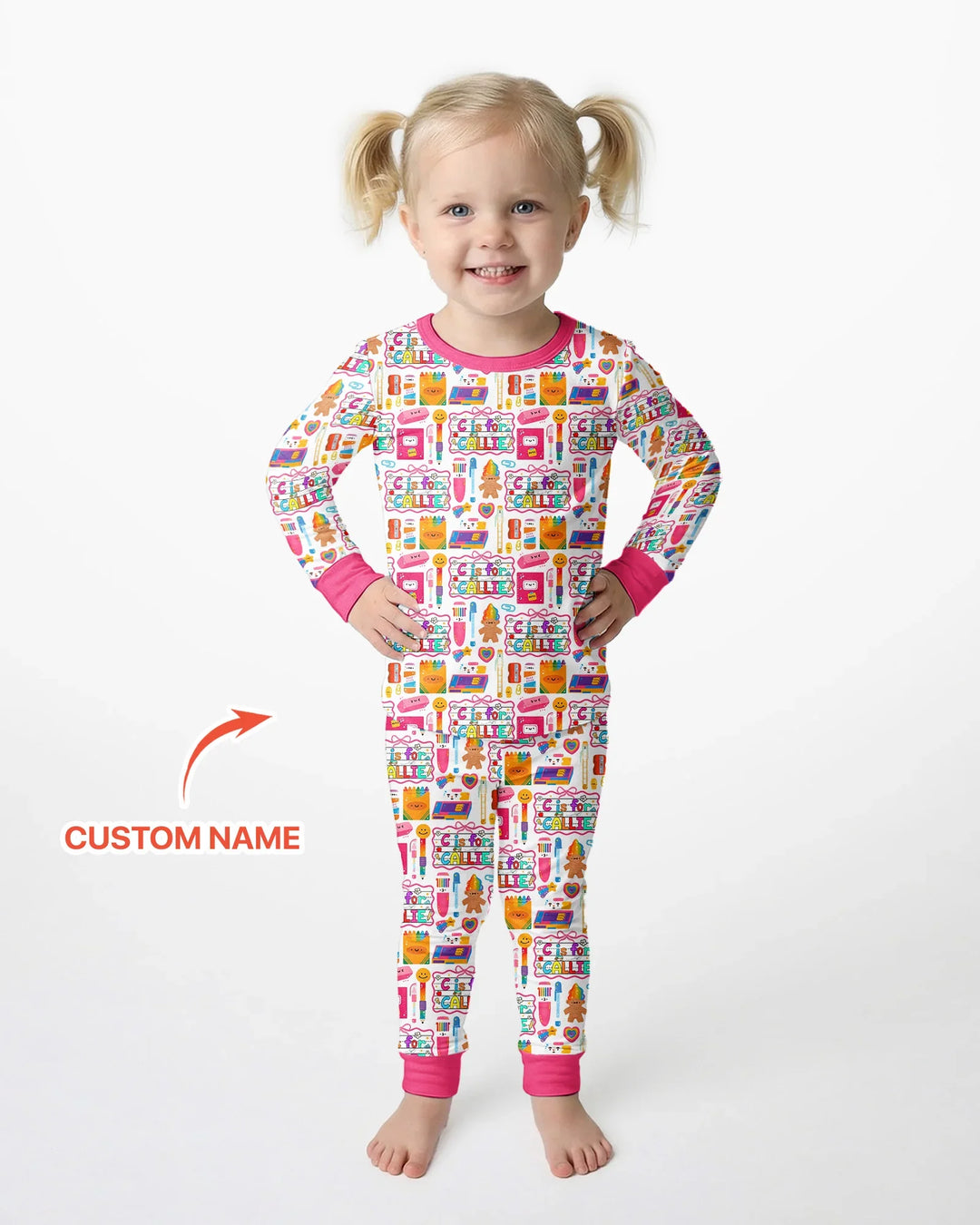 Custom Name Classroom Cuties Bamboo Two Piece Long Sleeve Pajama Set