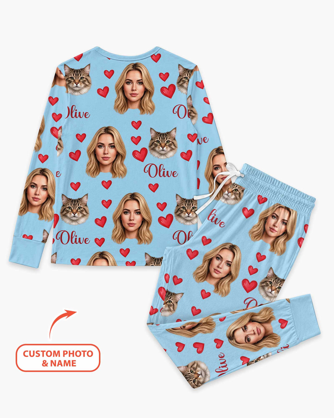 Custom Face Family Matching Bamboo Women Pajama Set