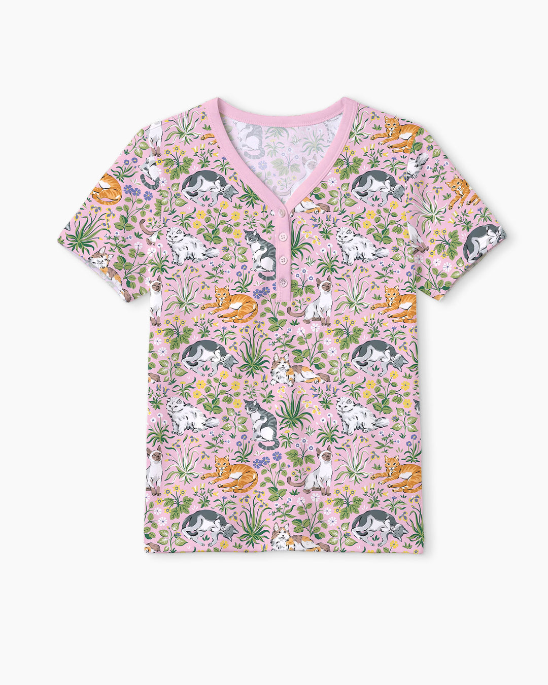 Kitten Garden Family Matching Bamboo Women Short Pajama Set
