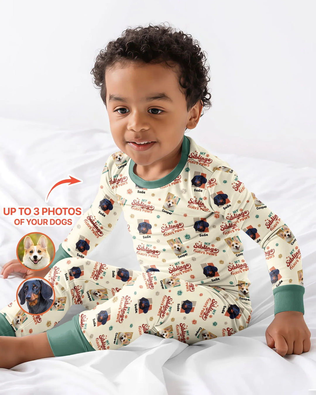 Custom Dog Photos "My Siblings Have Paws" Bamboo Two Piece Long Sleeve Pajama Set