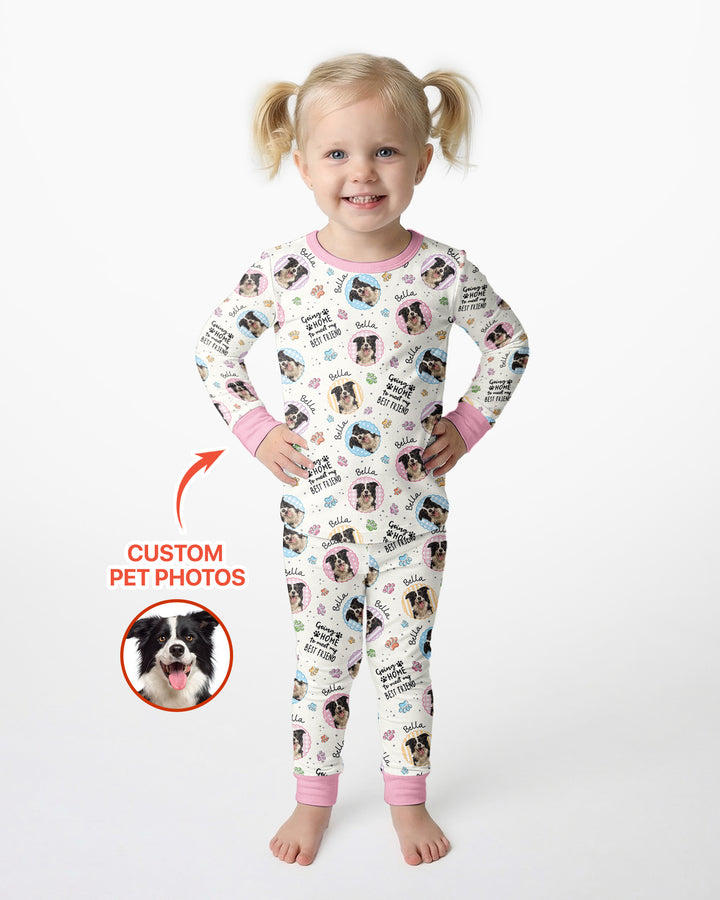 Custom Pet Photo My First Best Friend Bamboo Two Piece Long Sleeve Pajama Set