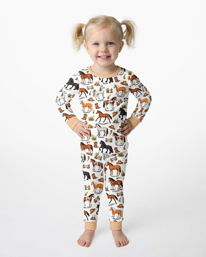 Types Of Horses Bamboo Two Piece Long Sleeve Pajama Set