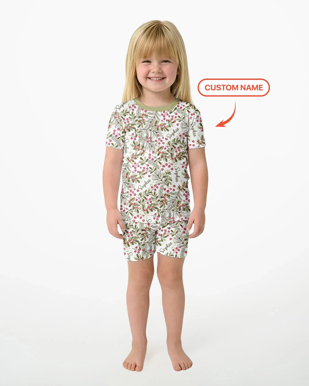 Custom Name Birth Month Flowers Bamboo Two Piece Short Sleeve Shorts Pajama Set