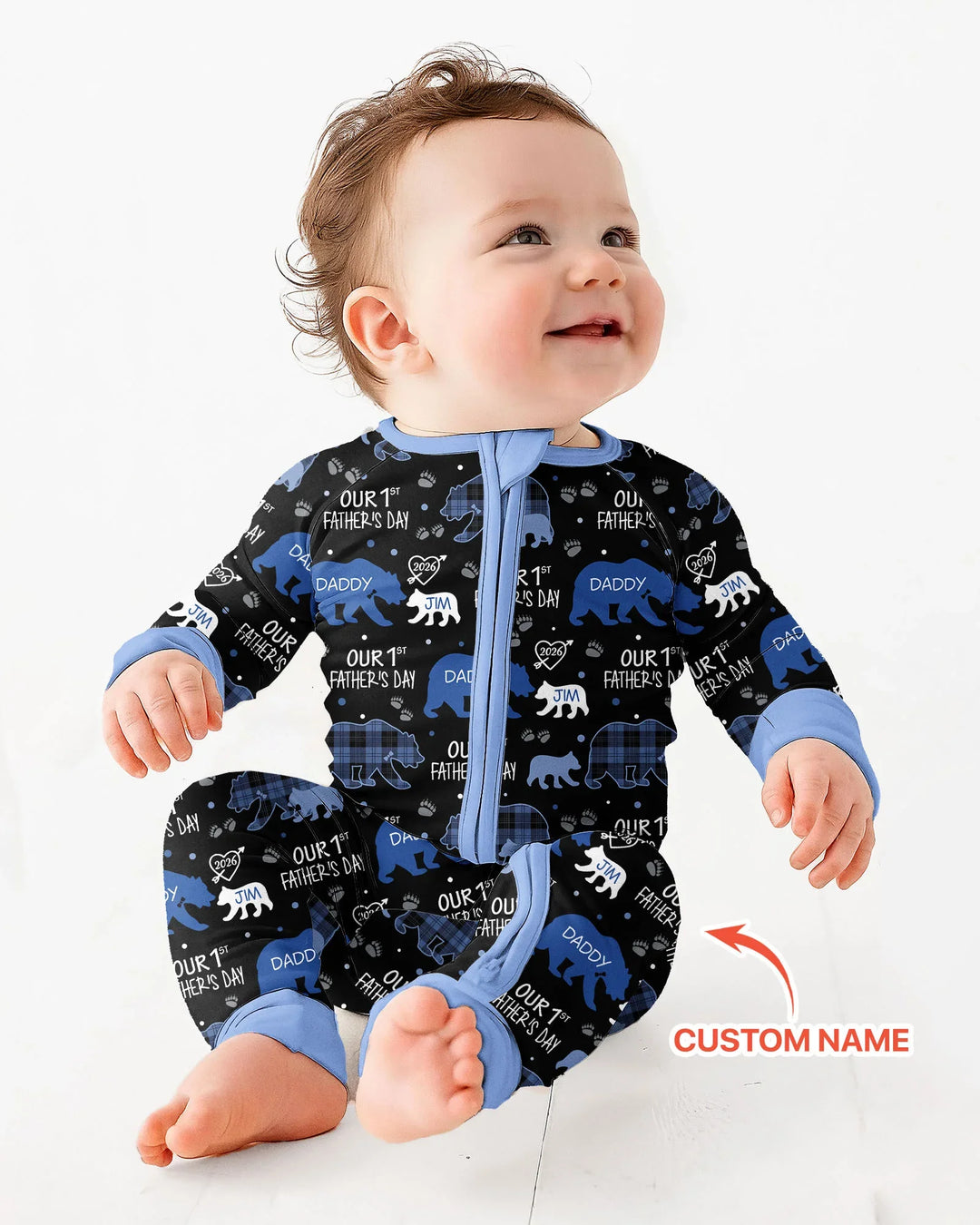 Our 1st Father's Day Daddy Bear & Me Matching Bamboo Convertible Zippy