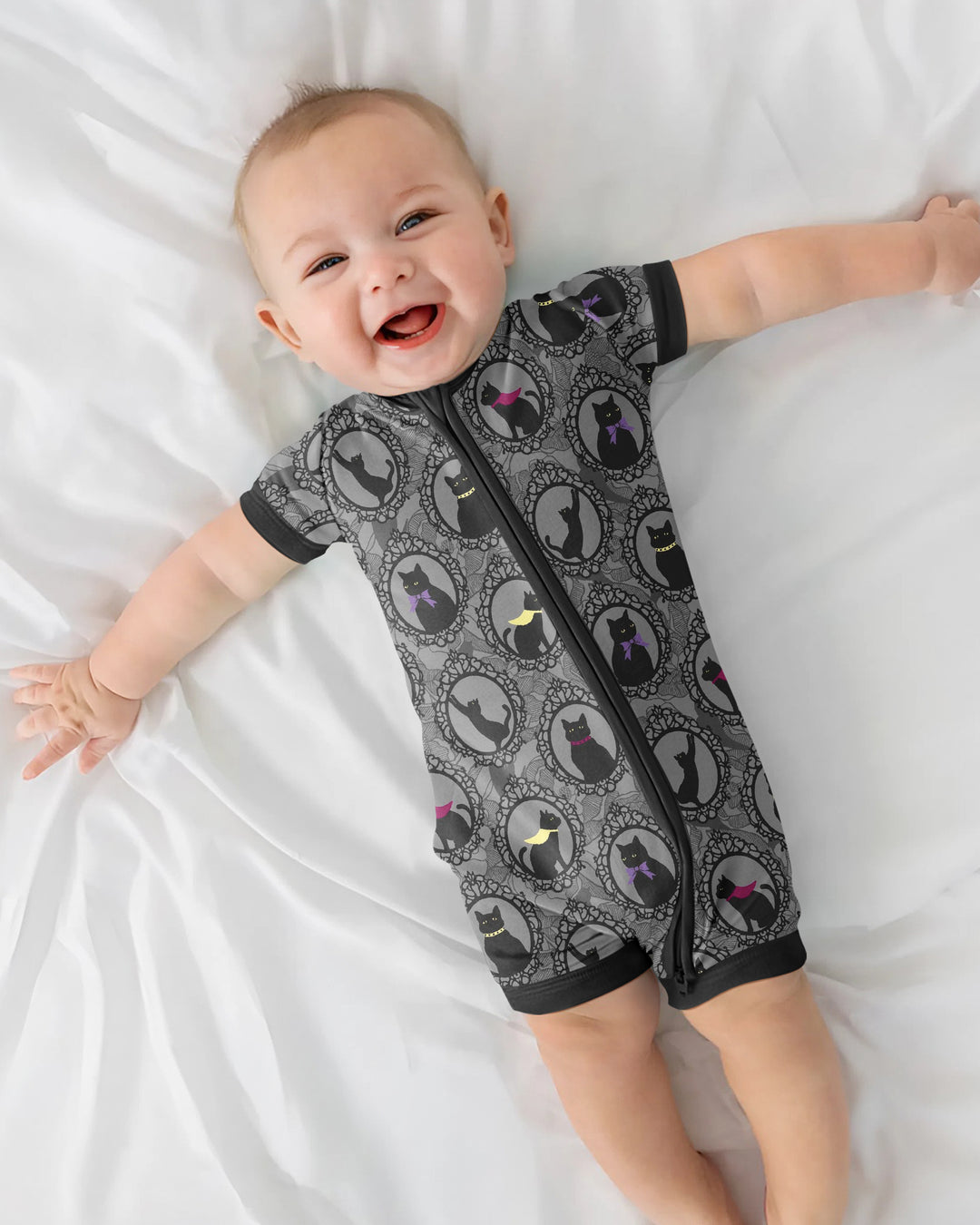 Midnight Cat Parade Bamboo Shorty Zippy