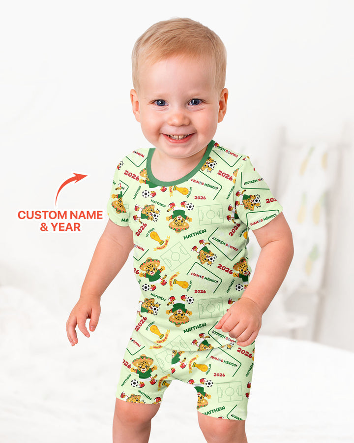 Pijama de bambú de dos piezas de manga corta con pantalón corto, plantilla personalizada