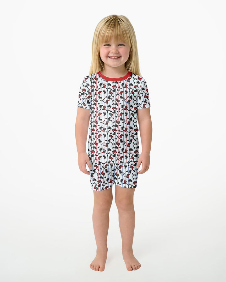 Hockey Rink Bamboo Two Piece Short Sleeve Shorts Pajama Set