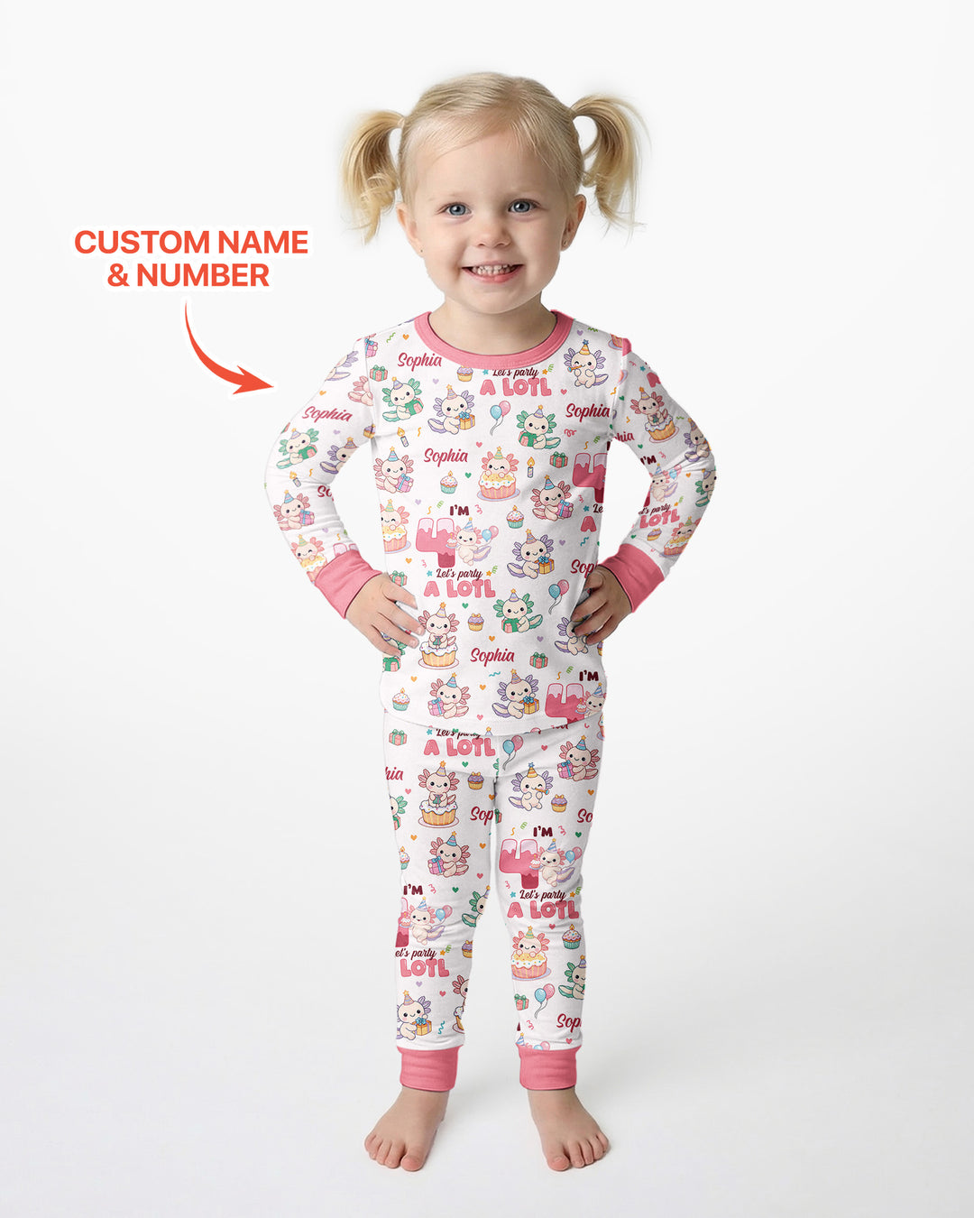 Personalized Birthday Lets Party A Lotl Bamboo Two Piece Long Sleeve Pajama Set