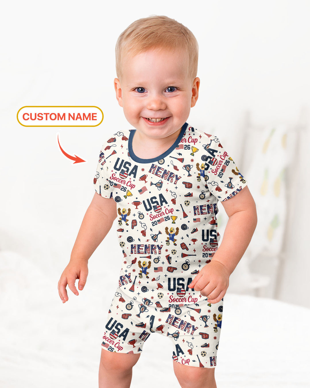 My First Soccer Cup 2026 Bamboo Two Piece Short Sleeve Shorts Pajama Set