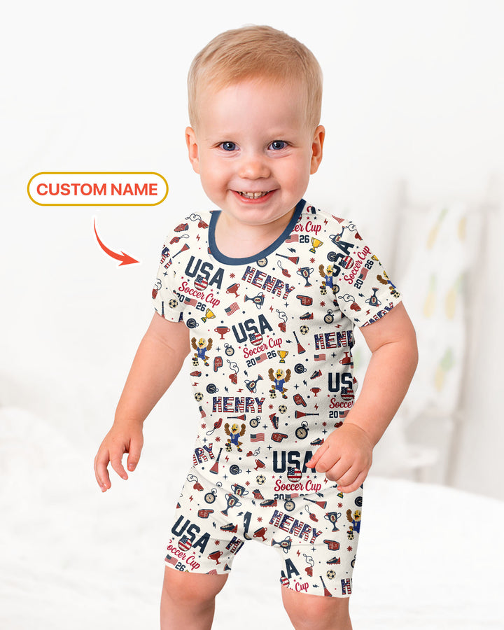 My First Soccer Cup 2026 Bamboo Two Piece Short Sleeve Shorts Pajama Set