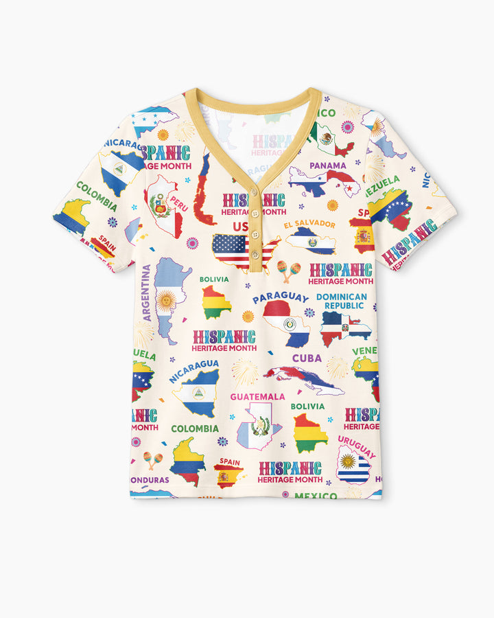Hispanic Heritage Month Country Flags Bamboo Women Short Sleeve Short Pajama Set