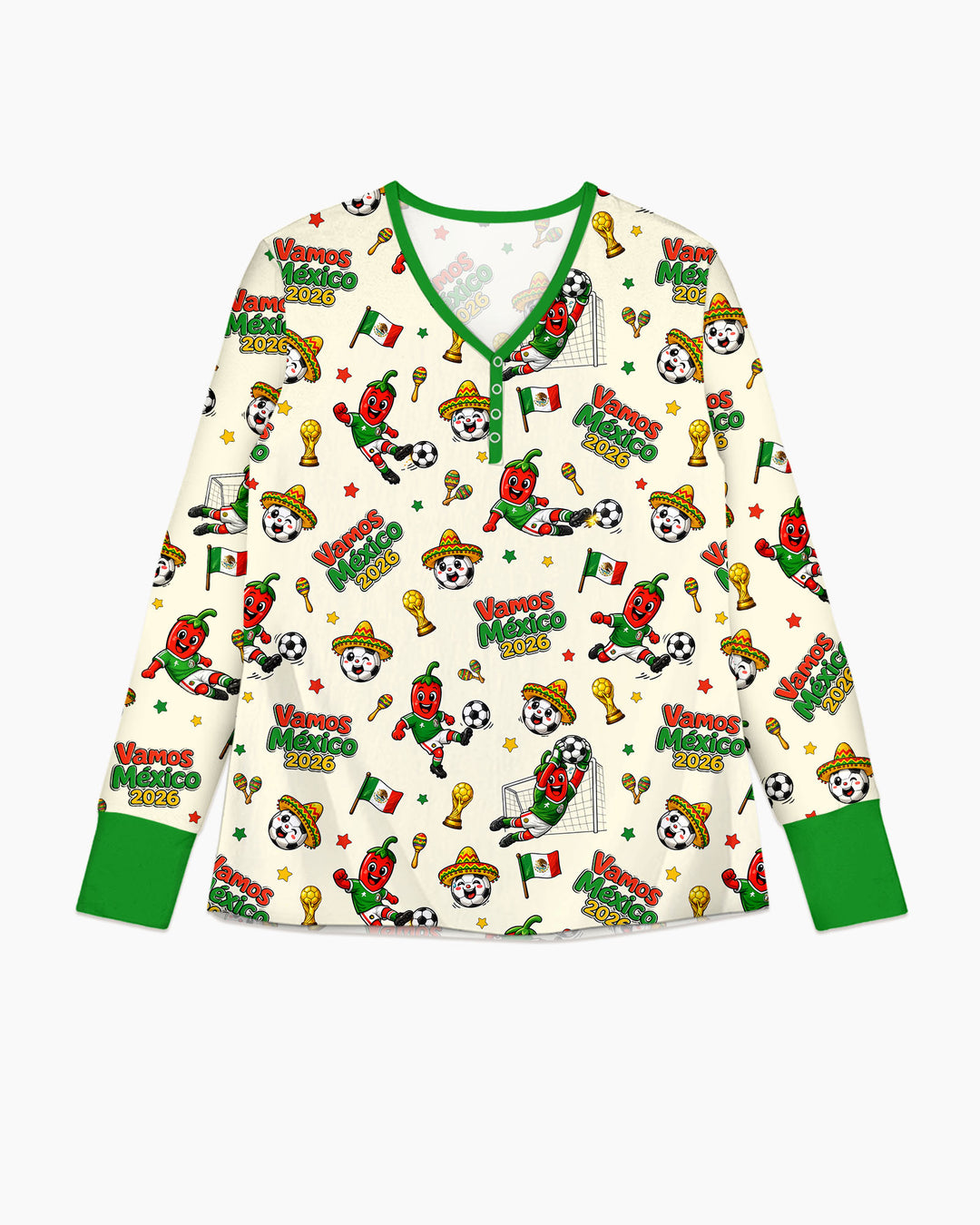 Cartoon World Soccer Vamos Mexico Family Matching Bamboo Women Pajama Set
