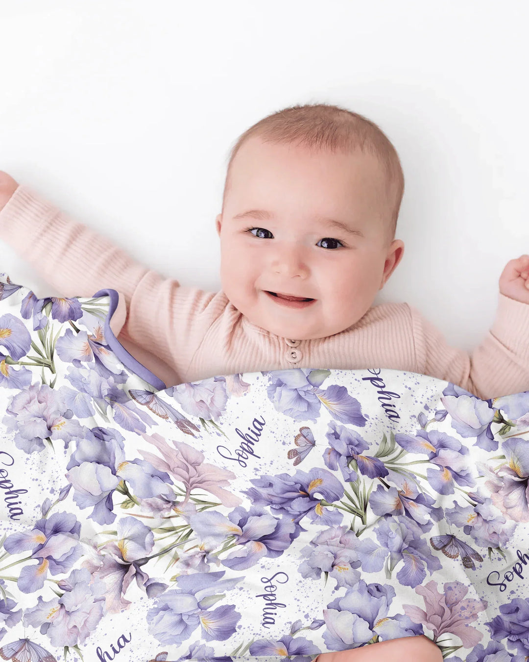 Custom Name Birth Month Flowers Bamboo Blanket