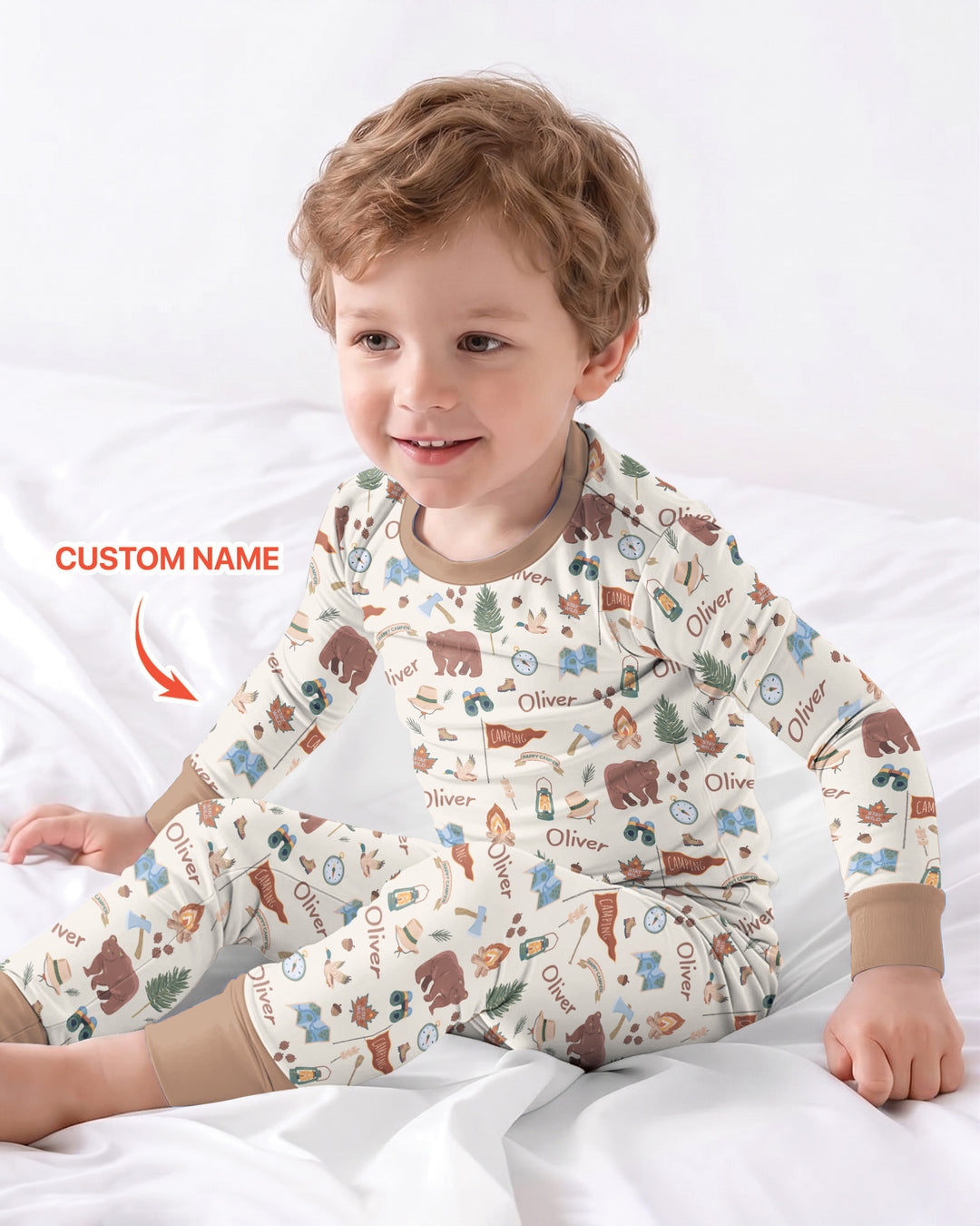 Custom Name Adventure Outdoors Bamboo Two Piece Long Sleeve Pajama Set