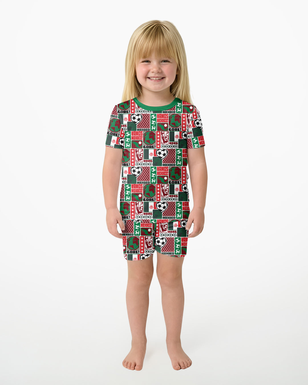 World Soccer Vamos Mexico Bamboo Two Piece Short Sleeve Shorts Pajama Set