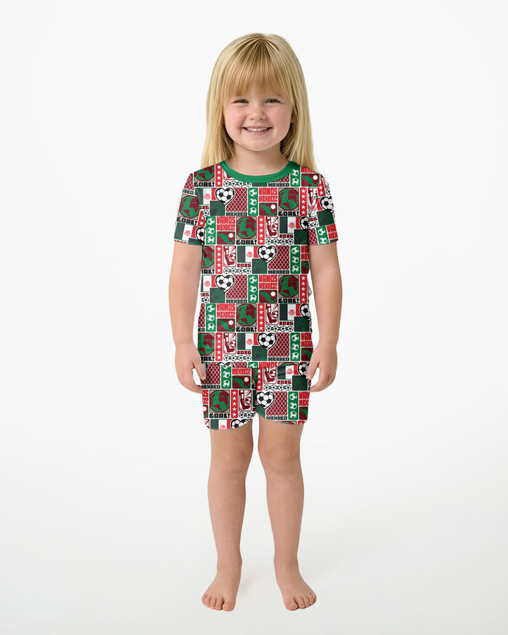 World Soccer Vamos Mexico Bamboo Two Piece Short Sleeve Shorts Pajama Set