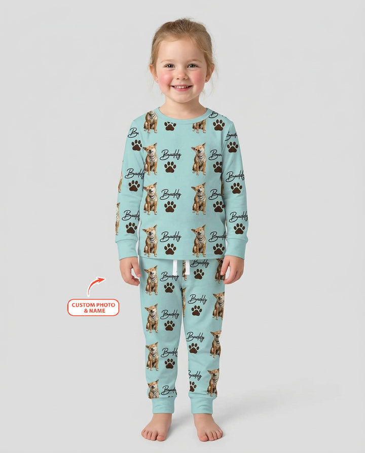 Personalized Pet Portrait Bamboo Two Piece Long Sleeve Pajama Set