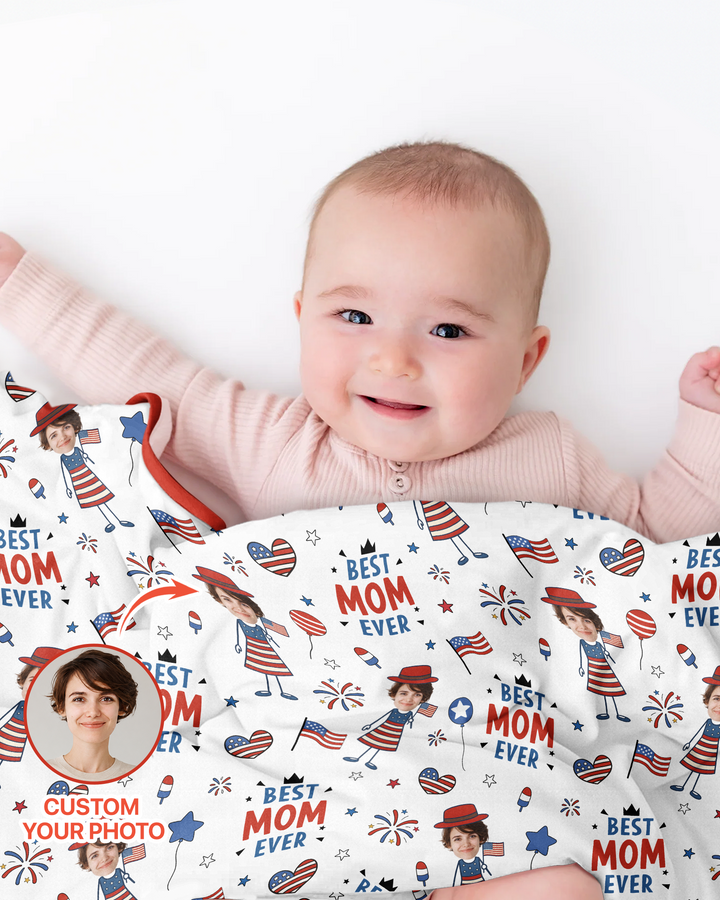 Custom Photo Best Patriotic Family Ever Bamboo Blanket