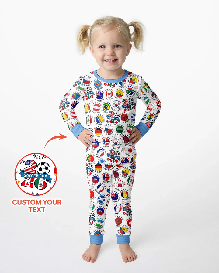 The World Plays Here 2026 Soccer Tour Bamboo Two Piece Long Sleeve Pajama Set
