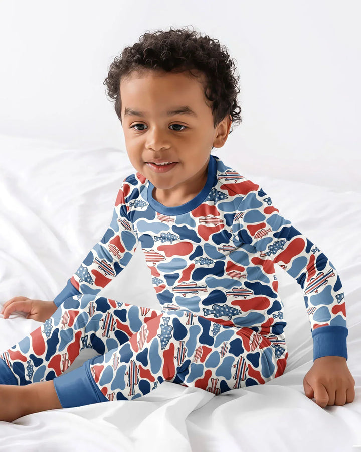 Zweiteiliges Langarm-Pyjama-Set mit Sommerfrüchten
