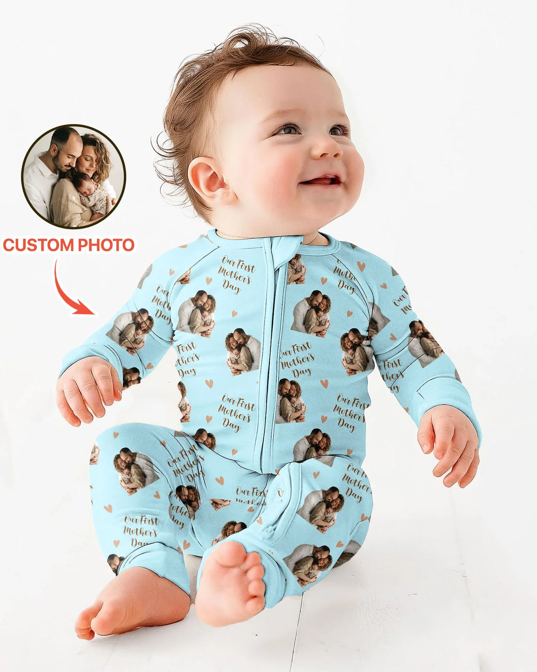 Foto personalizada Nuestro primer (invierno/Navidad/etc.) como padres Bambú Convertible con cremallera