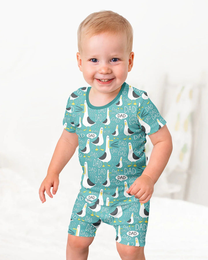 Funny Seagull DAD Bamboo Two Piece Short Sleeve Shorts Pajama Set