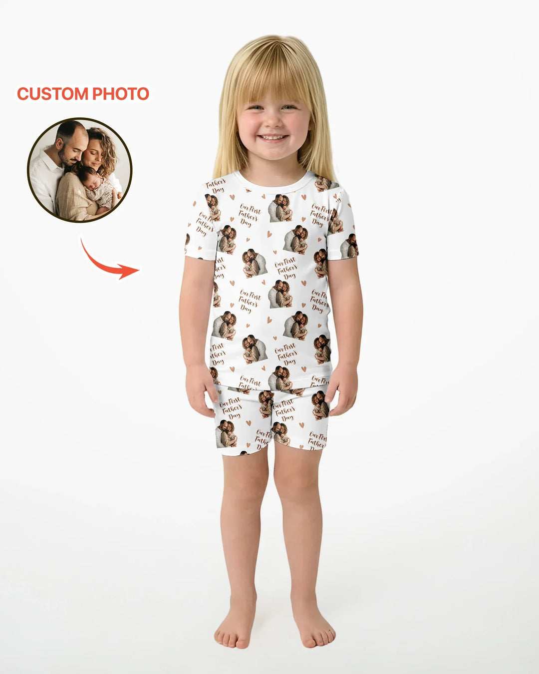 Custom Photo Our First as Parents Bamboo Two Piece Short Sleeve Shorts Pajama Set