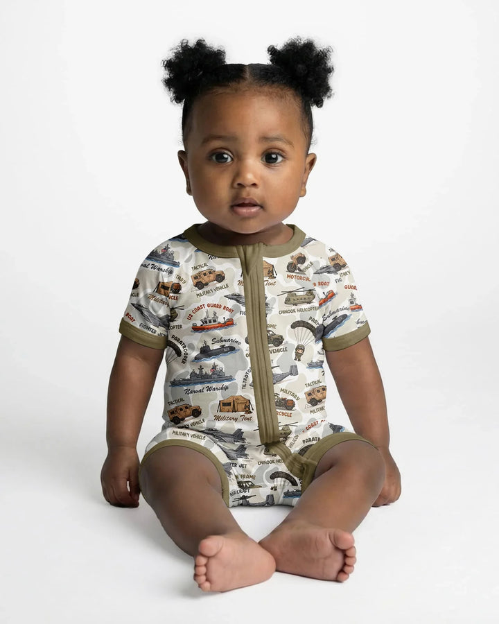 Little Hero Military Family Matching Bamboo Shorty Zippy