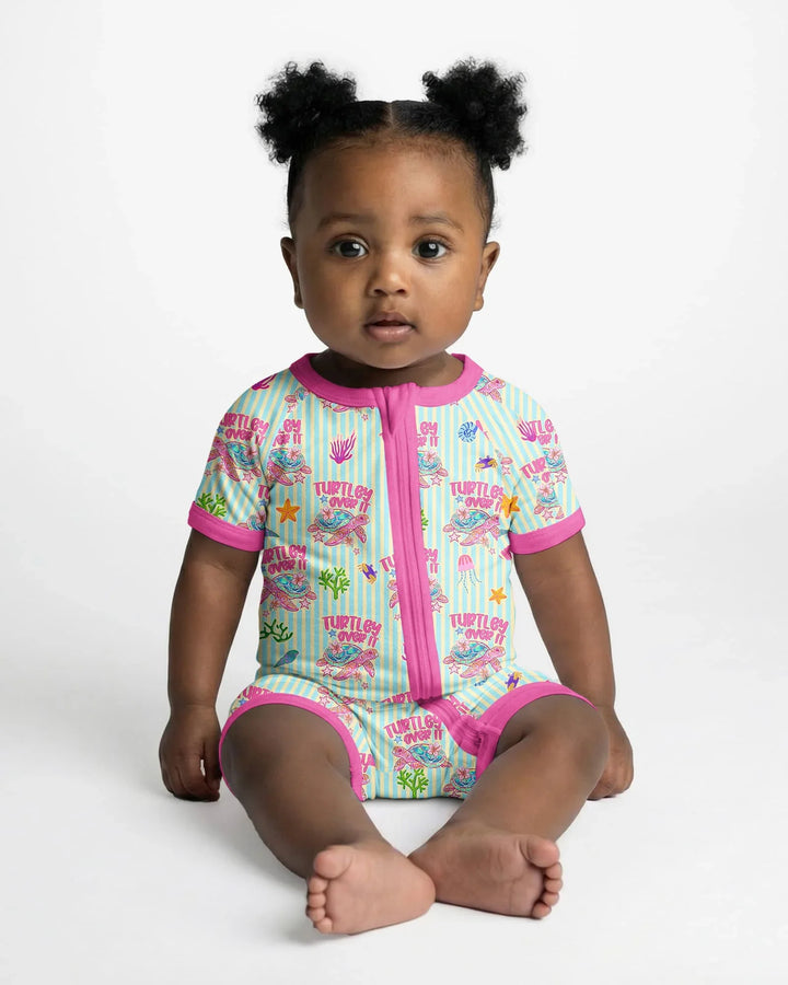 Turtley Over It Family Matching Bamboo Shorty Zippy