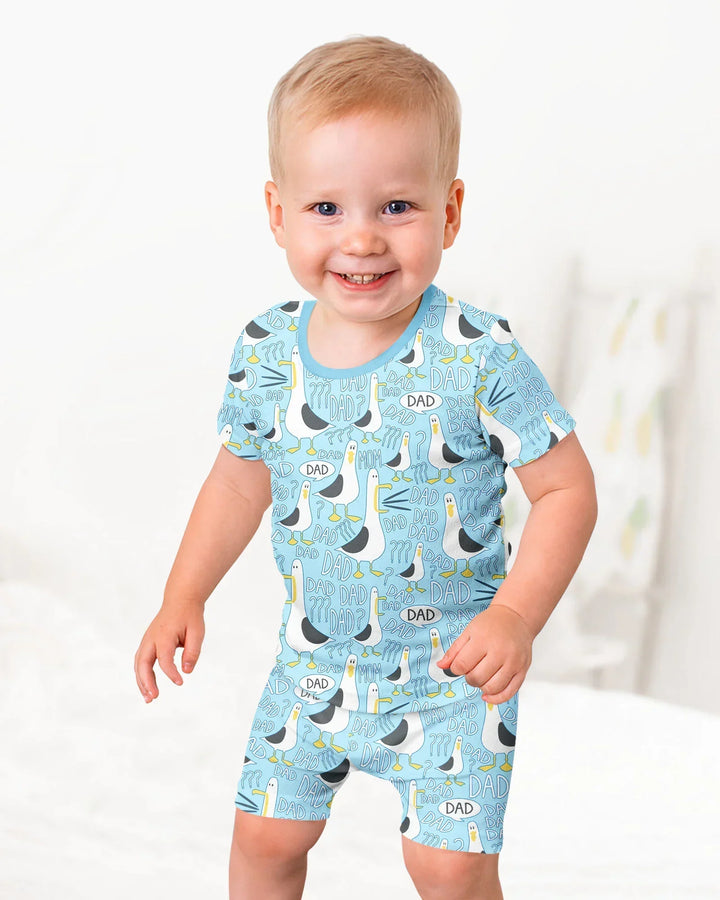 Funny Seagull DAD Bamboo Two Piece Short Sleeve Shorts Pajama Set