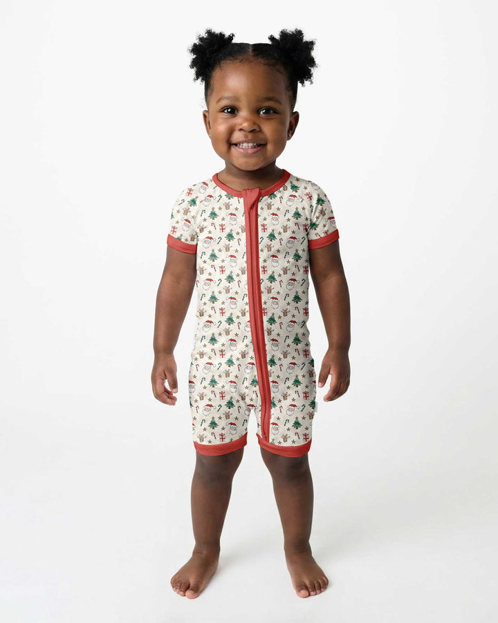 Snowy Santa Bamboo Shorty Zippy
