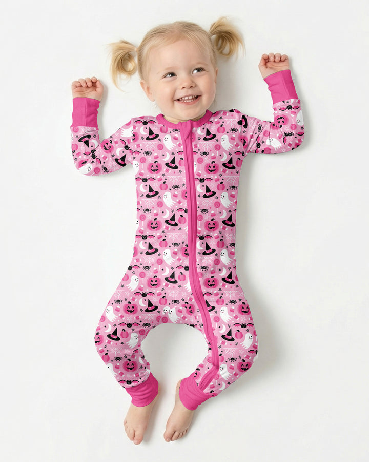 Cute Pink Halloween Ghost Pumpkin Witch Bamboo Convertible Zippy