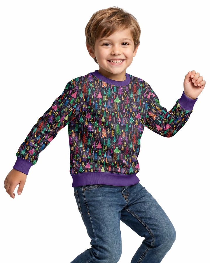 Christmas Holiday Colorful Trees Bamboo Crewneck Sweatshirt