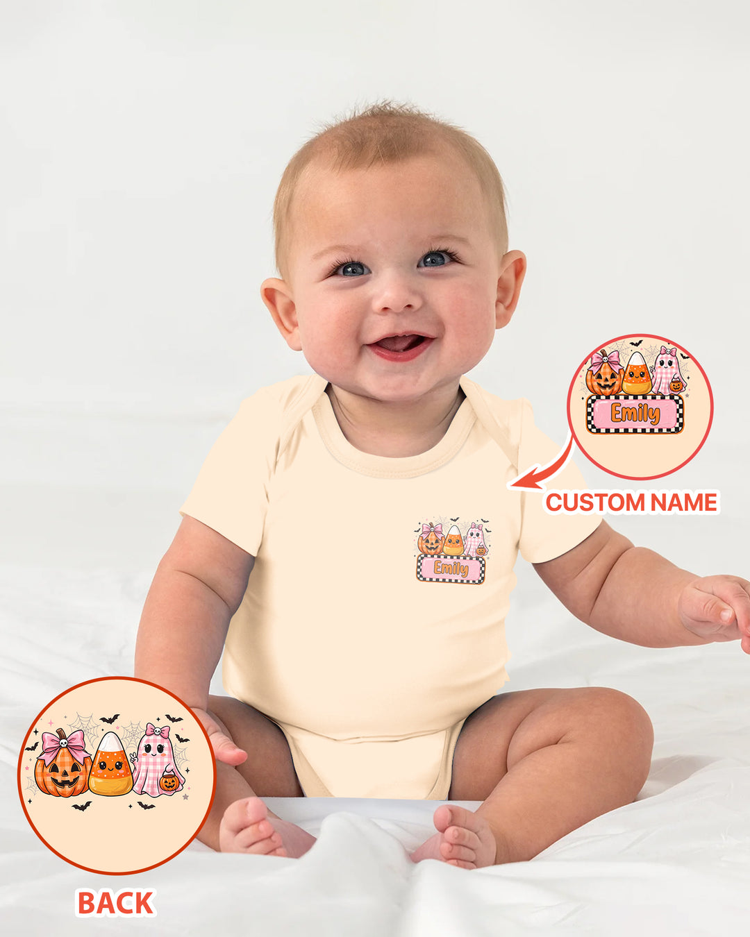 Personalized Spooky Baby Pink Halloween Bamboo Bodysuit