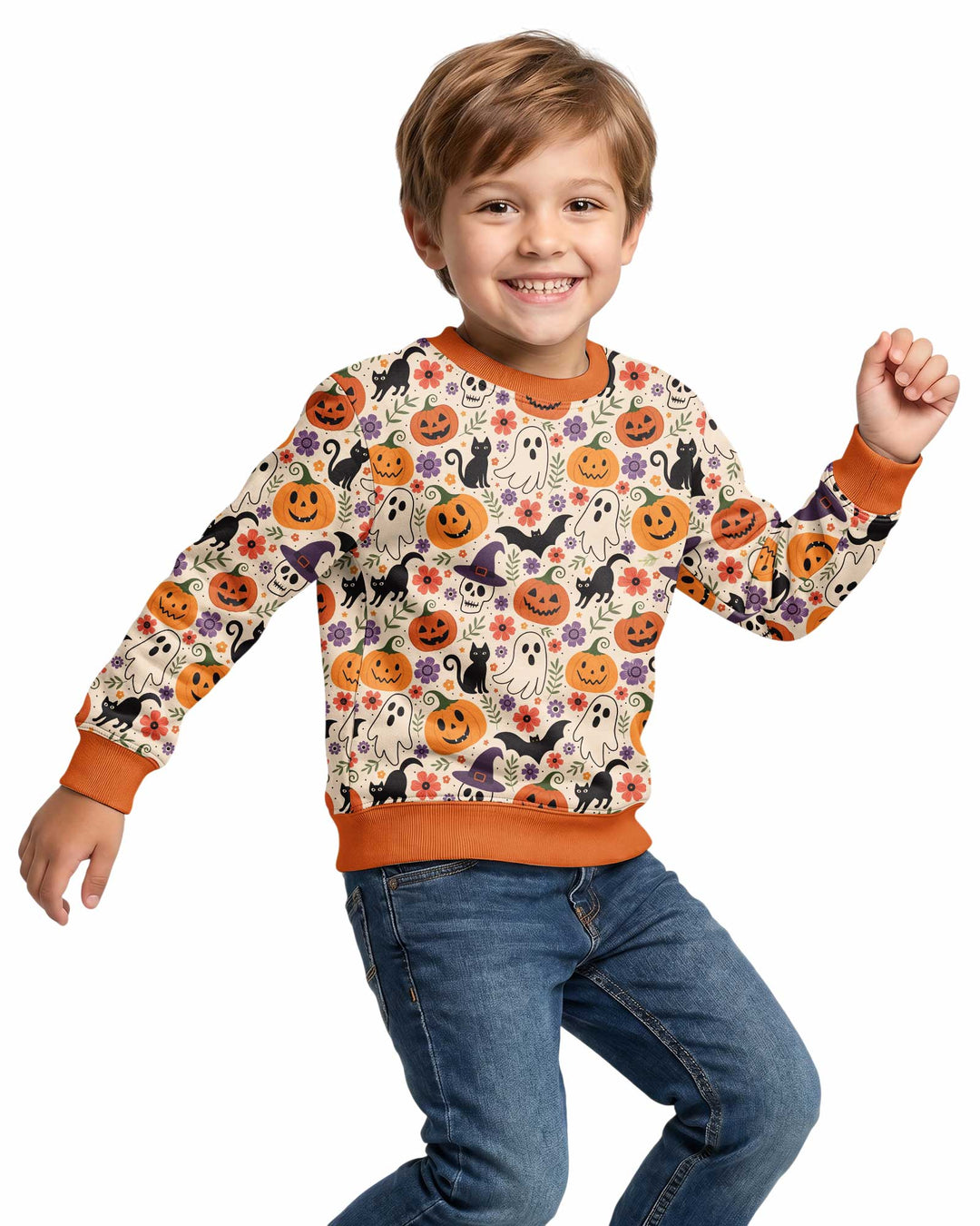Spooky Halloween Floral Delight Bamboo Crewneck Sweatshirt