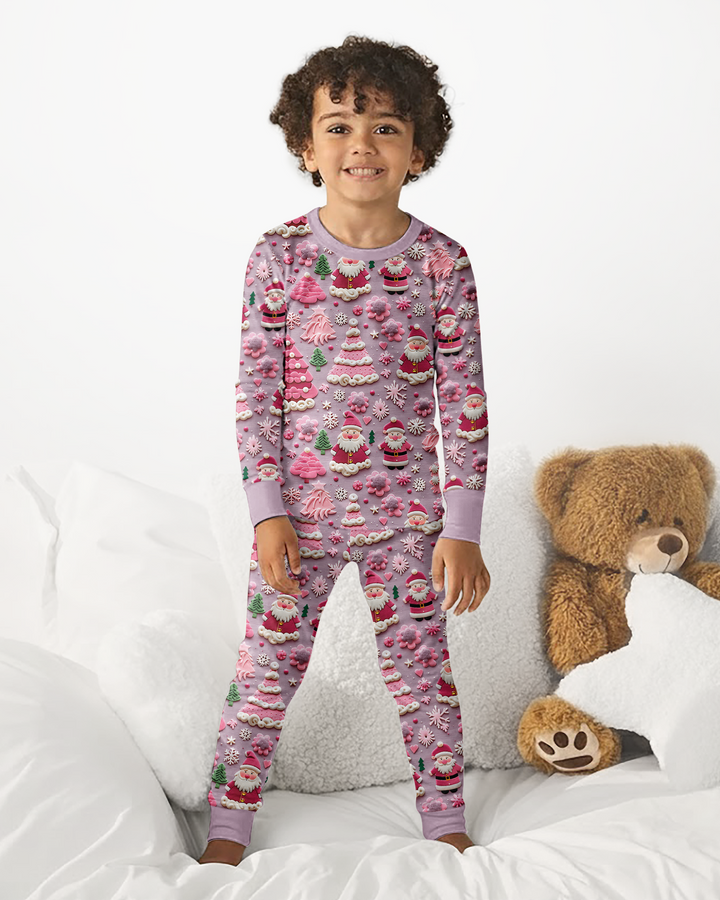 Pink Snowmen Bamboo Two Piece Long Sleeve Pajama Set