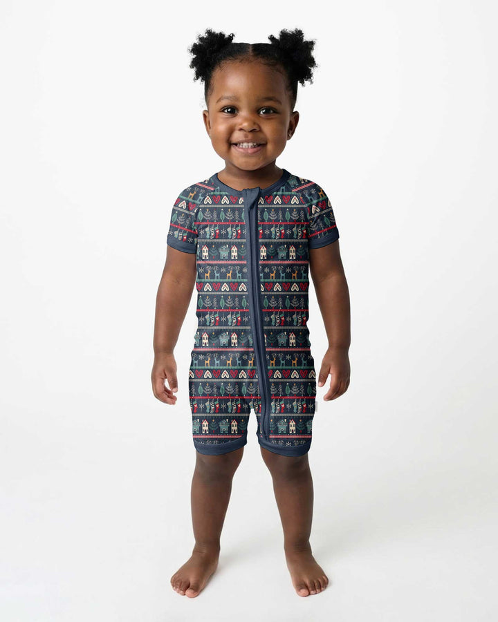 Vintage Nordic Christmas Bamboo Shorty Zippy